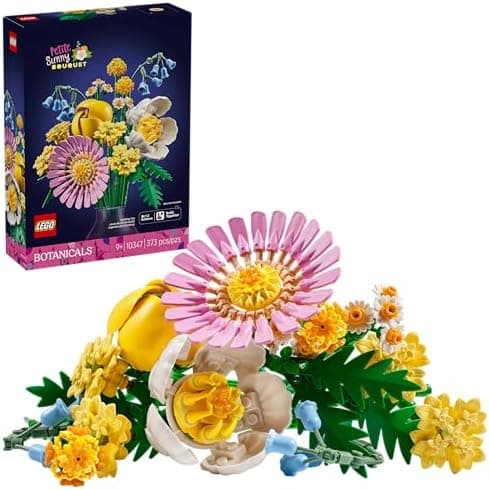 LEGO Botanicals Pequeno Buquê Ensolarado - Conjunto de Construção para Meninas e Meninos, Anos 9+ - Flores Artificiais Decorativas para Lar, Escritório - 10347
