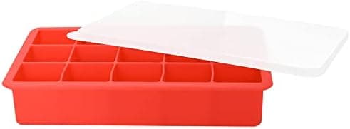 Mimo Style Forma de Gelo Com Tampa, Feita de Silicone e Polipropileno na Cor Vermelha. Produz 15 Cubos de Gelo Por Vez de 27ml Cada. Prática, Resistente e Reutilizável
