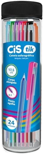 CIS TIK Squeeze Caneta Esferografica - 0.7 mm - com 24 unidades - cores Sortidas
