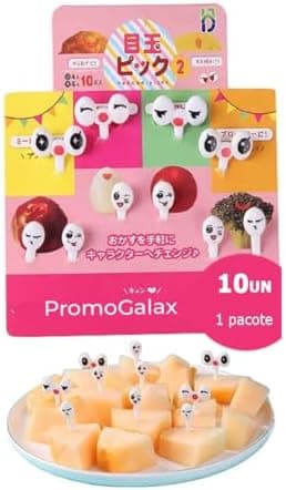 Mini Garfinhos Palitinhos Infantil Crianças para Petiscos, Lanches e Lancheiras Para Frutas. FORMATO: OLHOS FOFOS - 10pçs