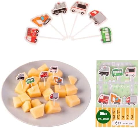 Mini Garfinhos Palitinhos Infantil Crianças para Petiscos, Lanches e Lancheiras Para Frutas. FORMATO: AUTOMÓVEL LEGAIS - 6pçs - REUTILIZÁVEL