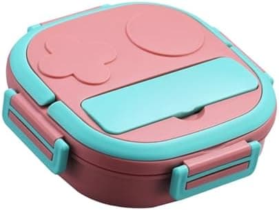 Queenser Lancheira com garfo 3 compartimentos lancheira japonesa Recipientes de lanche reutilizáveis de aço inoxidável à prova de vazamentos Bento box para adultos Kids School Office