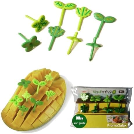 Mini Garfinhos Palitinhos Infantil Crianças para Petiscos, Lanches e Lancheiras Para Frutas. FORMATO: PLANTAS - 08 pçs