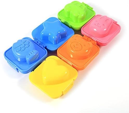 6 pçs/conjunto de ovos de desenho animado molde fofo, molde de ovo cozido molde de bolo pop arroz formas, molde de molde de ovo panela cozinhar diy ferramentas cozinha bento acessórios para crianças