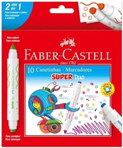 HIDROGRAFICA 2 PONTAS SUPER DUO, Faber-Castell, DUO150610, Multicor
