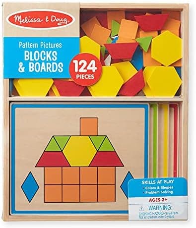 Conjunto De Atividades - Blocos E Bordas Em Madeira - 124 Peças - Melissa & Doug